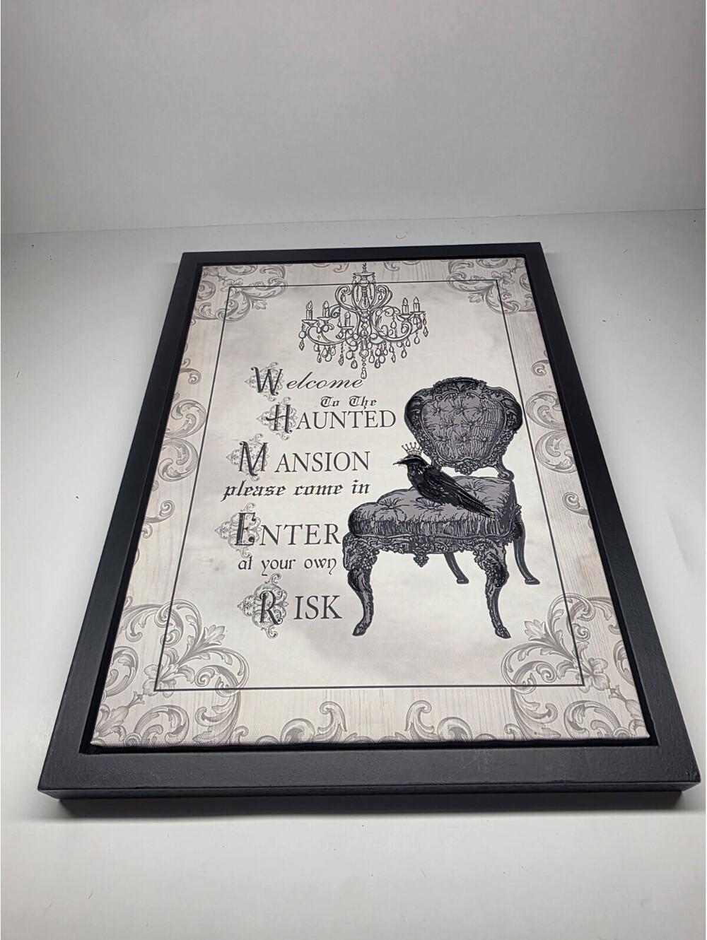 Halloween Framed Canvas Painting Welcome To Haunted Mansion